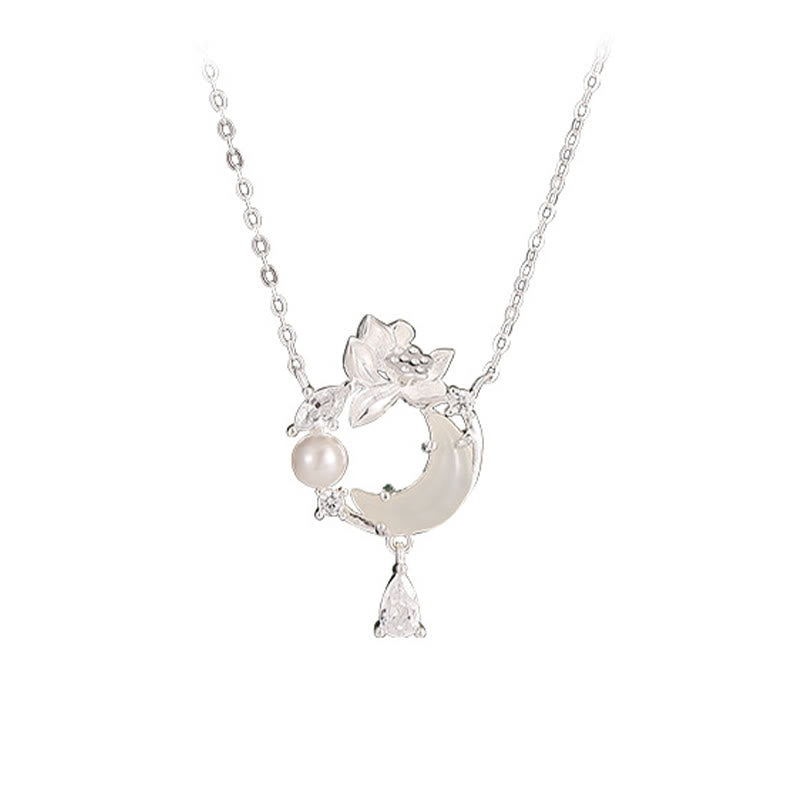 Collier avec pendentif en perles de zircone cubique en argent sterling 925 et jade Hetian de Buddha Stones