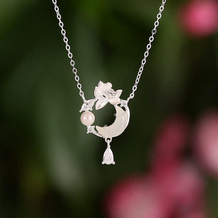 Collier avec pendentif en perles de zircone cubique en argent sterling 925 et jade Hetian de Buddha Stones