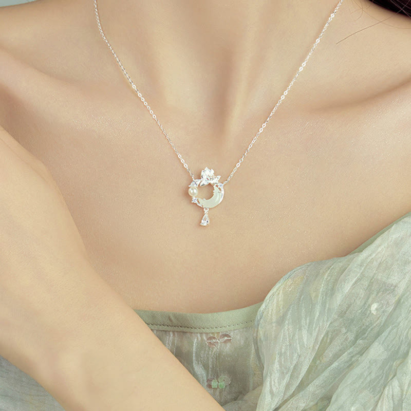 Collier avec pendentif en perles de zircone cubique en argent sterling 925 et jade Hetian de Buddha Stones