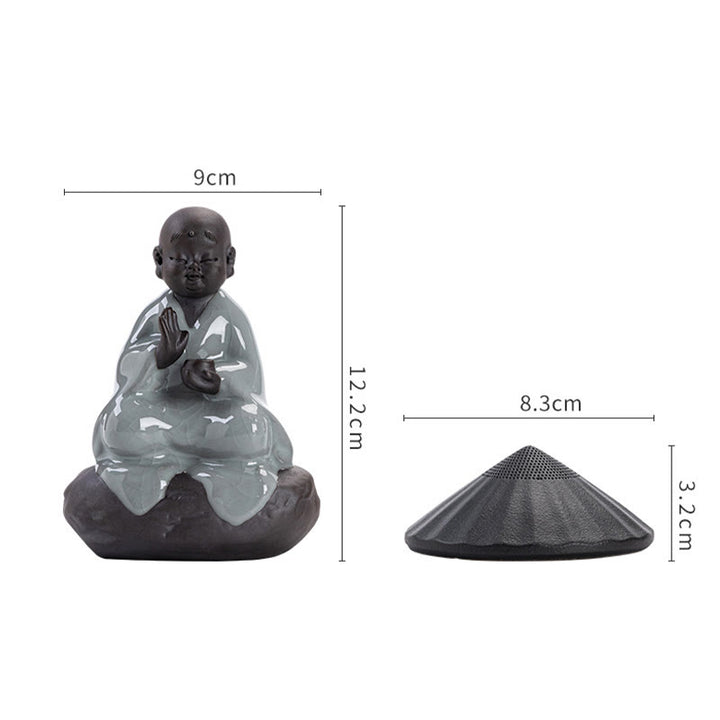 Buddha Stones Petit Chapeau de Moine Zen Passoire Accessoires de Thé en Céramique Figurine Décoration de la Maison