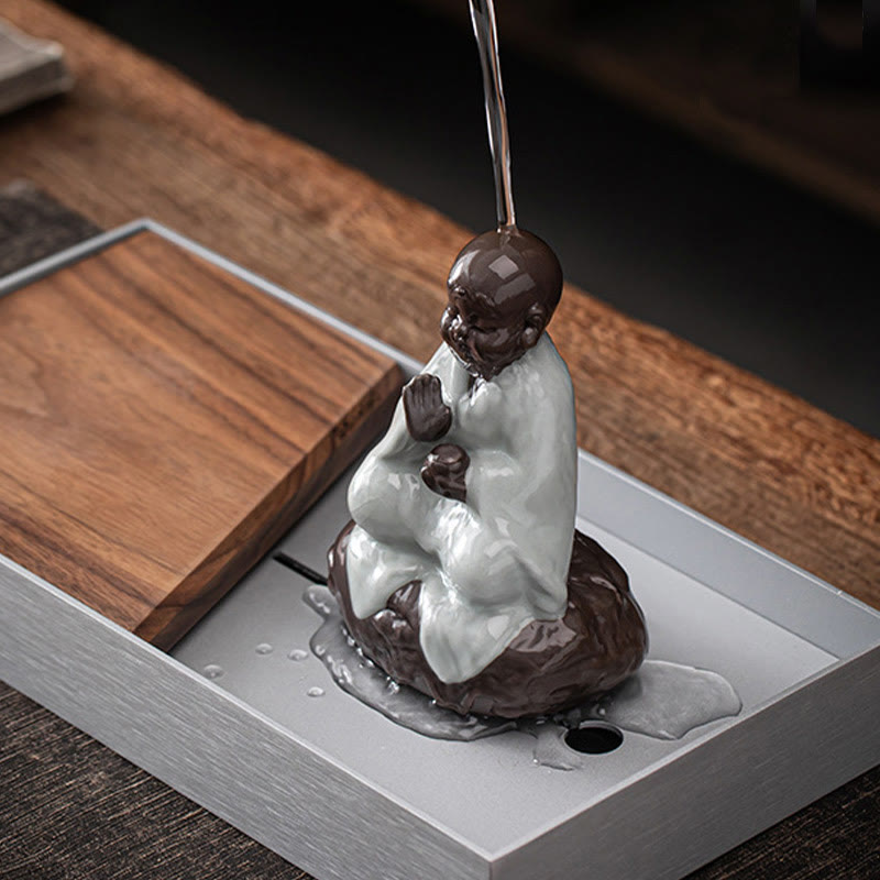 Buddha Stones Petit Chapeau de Moine Zen Passoire Accessoires de Thé en Céramique Figurine Décoration de la Maison - image 9