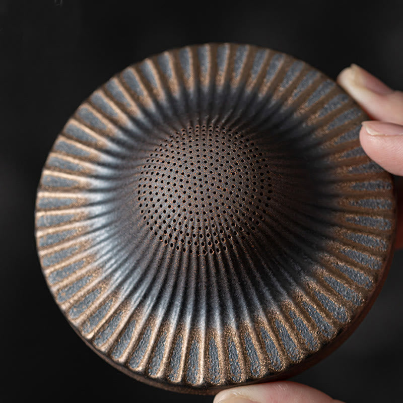 Buddha Stones Petit Chapeau De Moine Brun Passoire Céramique Accessoires À Thé Figurine Zen Maison Bureau Décoration - image 13