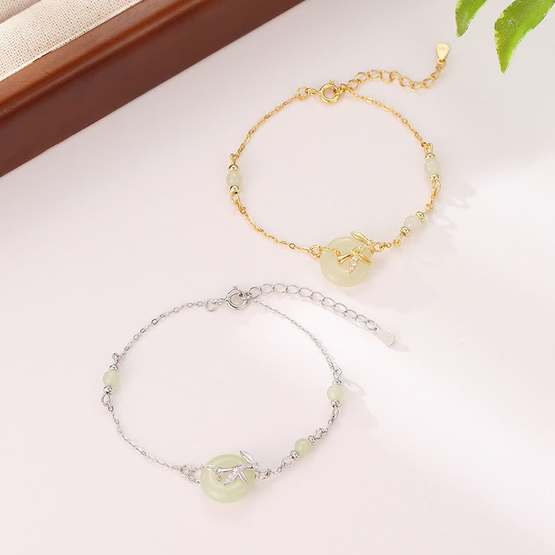 Bracelet porte-bonheur en argent sterling 925 et zircone cubique avec Buddha Stones et jade Hetian