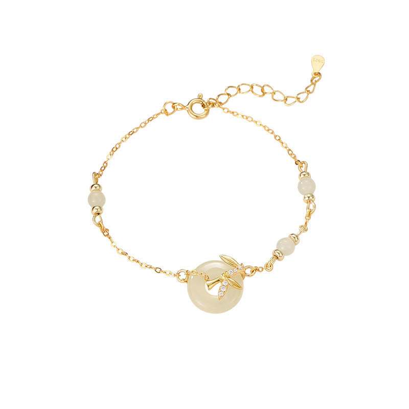 Bracelet porte-bonheur en argent sterling 925 et zircone cubique avec Buddha Stones et jade Hetian
