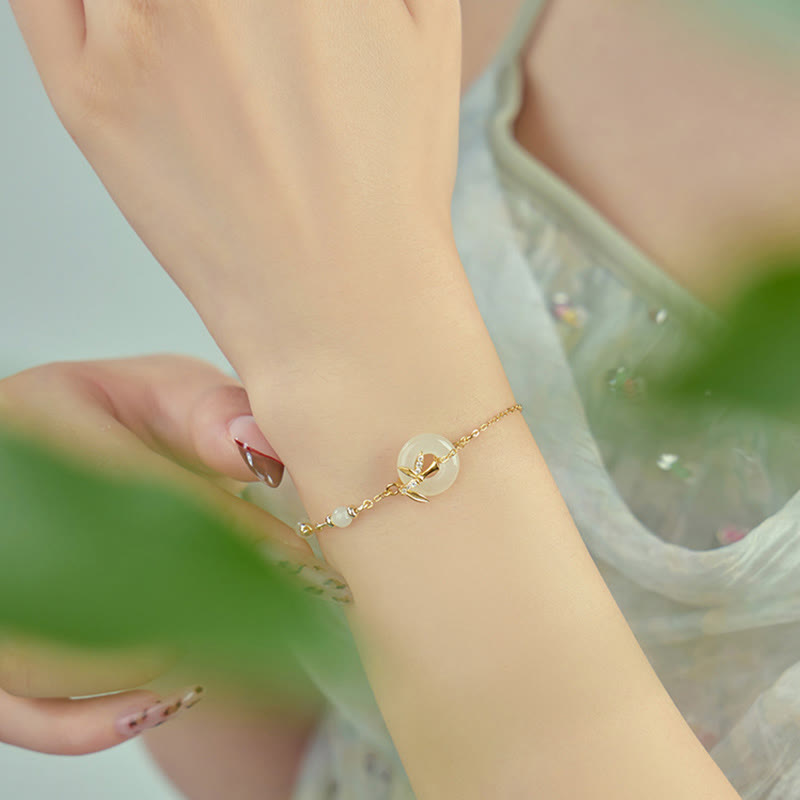 Bracelet porte-bonheur en argent sterling 925 et zircone cubique avec Buddha Stones et jade Hetian
