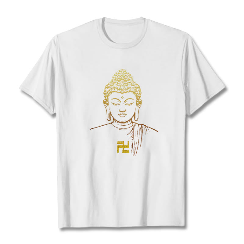 T-shirt en coton avec motif de croix gammée et Buddha Stones - Blanc - 2XL - image 0