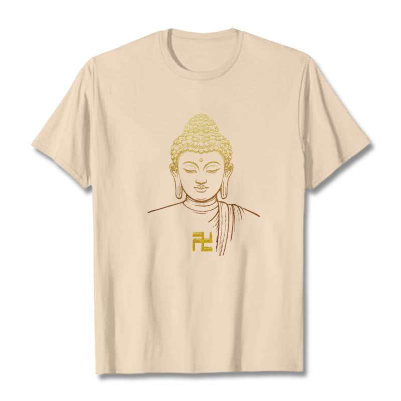 T-shirt en coton avec motif de croix gammée et Buddha Stones - Bisque - 2XL - image 11