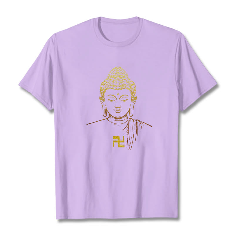 T-shirt en coton avec motif de croix gammée et Buddha Stones