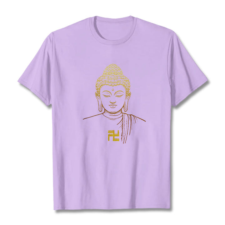 T-shirt en coton avec motif de croix gammée et Buddha Stones