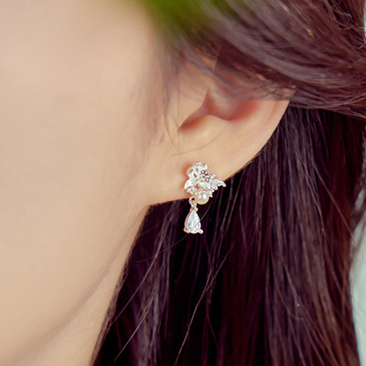 Boucles d'oreilles en argent sterling 925 Buddha Stones et jade Hetian, perles en oxyde de zirconium