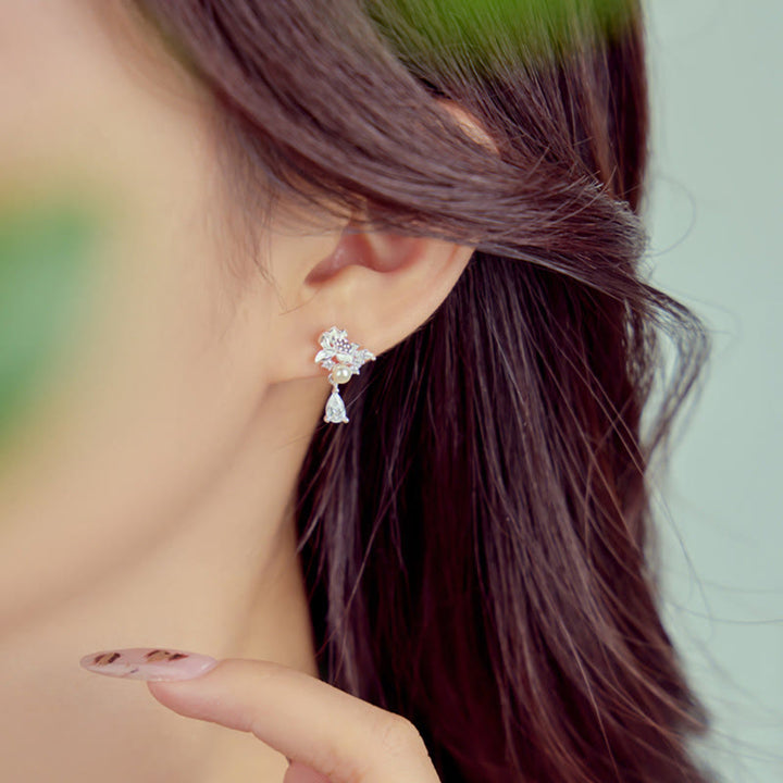 Boucles d'oreilles en argent sterling 925 Buddha Stones et jade Hetian, perles en oxyde de zirconium