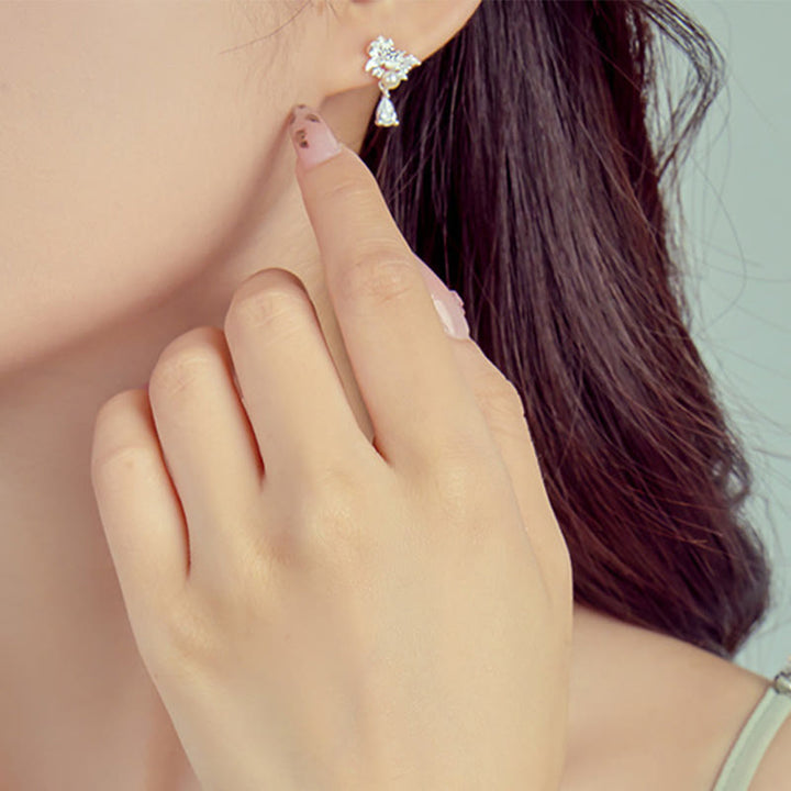 Boucles d'oreilles en argent sterling 925 Buddha Stones et jade Hetian, perles en oxyde de zirconium