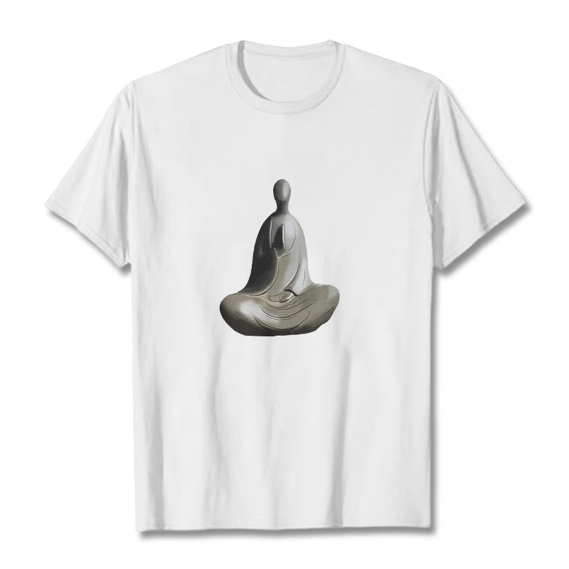 T-shirt en coton à motif Bouddha sans forme gris avec Buddha Stones - Blanc - 2XL - image 1