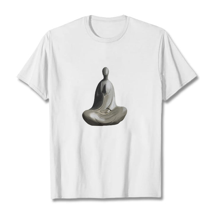 T-shirt en coton à motif Bouddha sans forme gris avec Buddha Stones - Blanc - 2XL - image 1