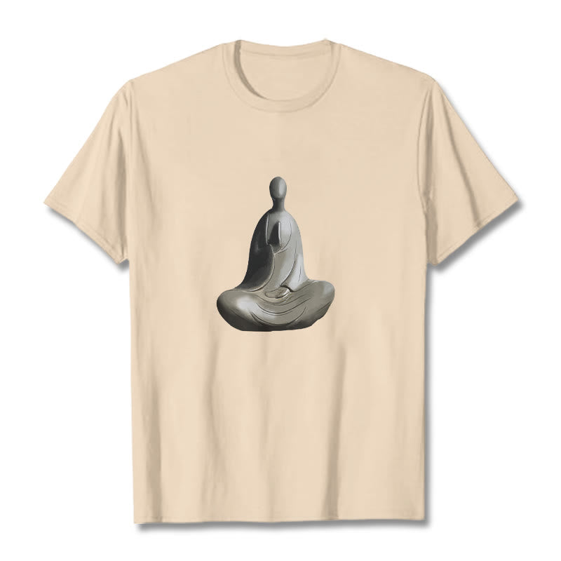T-shirt en coton à motif Bouddha sans forme gris avec Buddha Stones - Bisque - 2XL - image 5