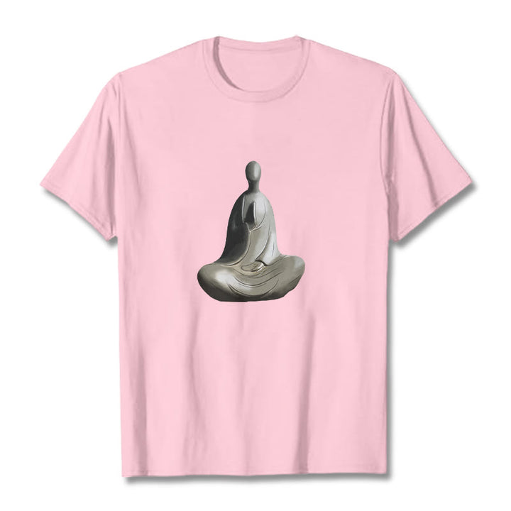 T-shirt en coton à motif Bouddha sans forme gris avec Buddha Stones - Rose clair - 2XL - image 18