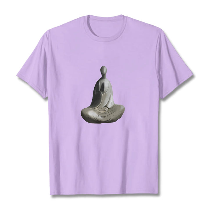 T-shirt en coton à motif Bouddha sans forme gris avec Buddha Stones - Prune - 2XL - image 16
