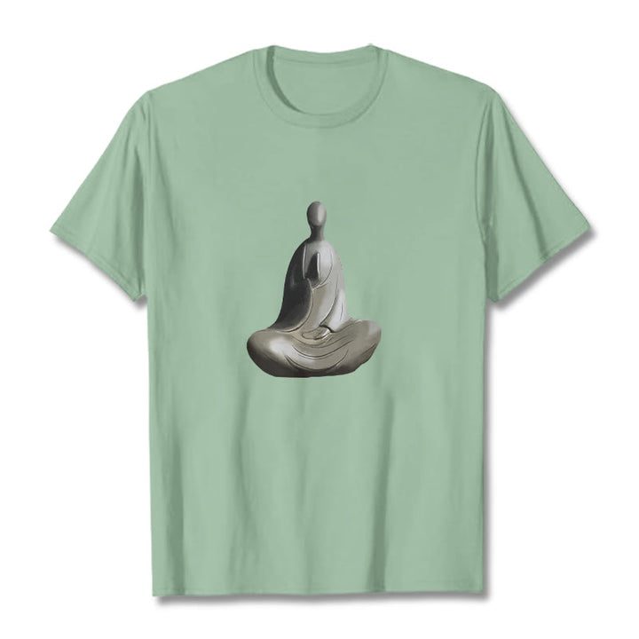 T-shirt en coton à motif Bouddha sans forme gris avec Buddha Stones - Vert pâle - 2XL - image 14