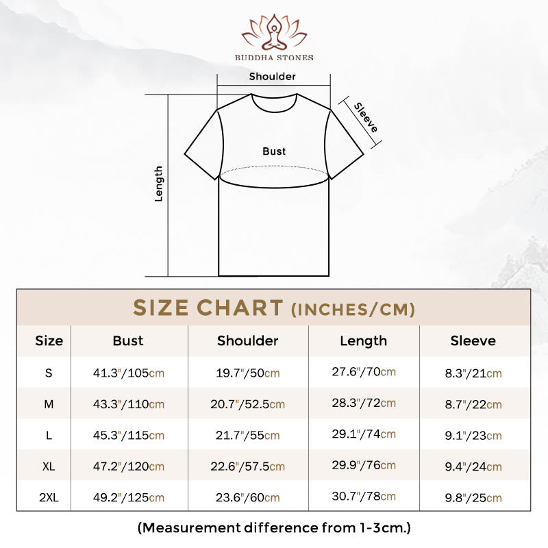 T-shirt en coton avec huit symboles de bon augure et Buddha Stones circulaires Om Mani Padme Hum