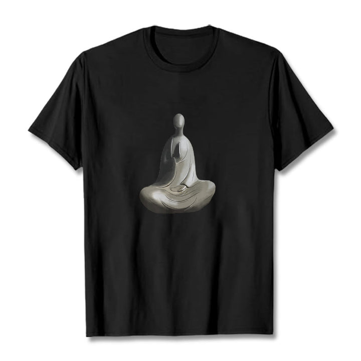 T-shirt en coton à motif Bouddha sans forme gris avec Buddha Stones - image 21