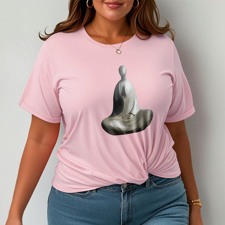 T-shirt en coton à motif Bouddha sans forme gris avec Buddha Stones - image 19