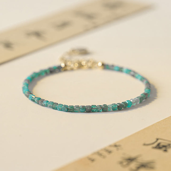 Bracelet de motivation en forme de cœur en cuivre plaqué or 14 carats avec perles ultra-fines en apatite de 2,5 mm et pierre de Bouddha