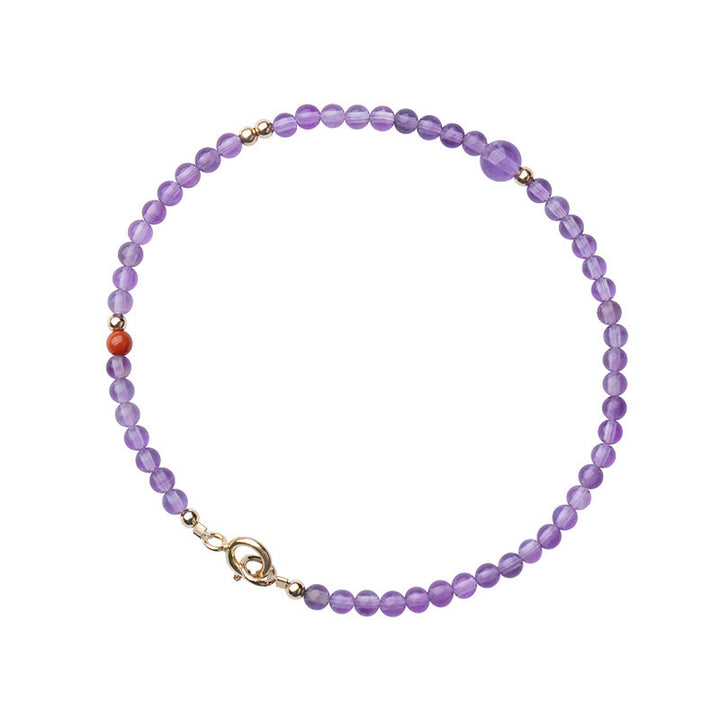 Bracelet de méditation pour la paix intérieure en cuivre plaqué or 14 carats avec Buddha Stones ultra fines de 2 mm et améthyste naturelle