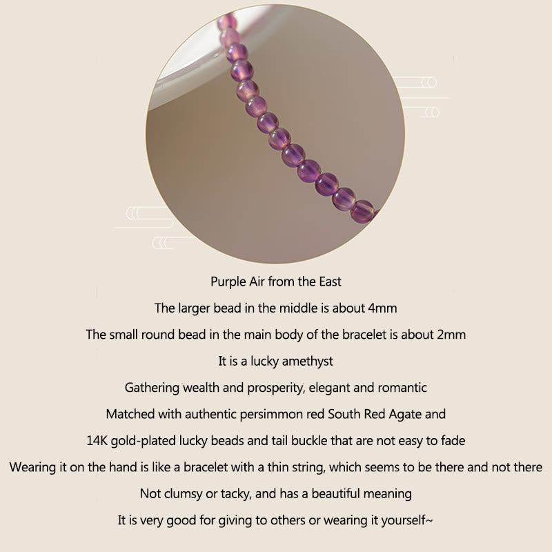 Bracelet de méditation pour la paix intérieure en cuivre plaqué or 14 carats avec Buddha Stones ultra fines de 2 mm et améthyste naturelle