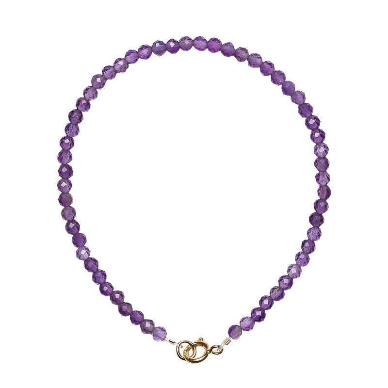 Bracelet de conscience spirituelle en cuivre plaqué or 14 carats avec perles ultra-fines en améthyste naturelle de 3 mm et Buddha Stones