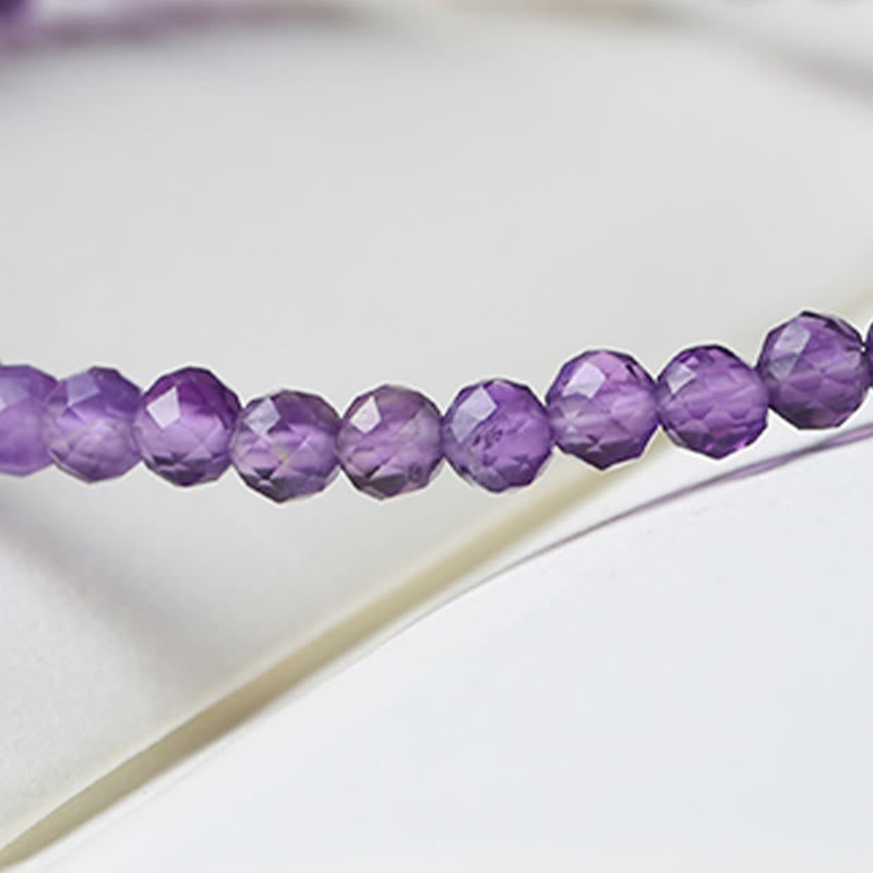 Bracelet de conscience spirituelle en cuivre plaqué or 14 carats avec perles ultra-fines en améthyste naturelle de 3 mm et Buddha Stones