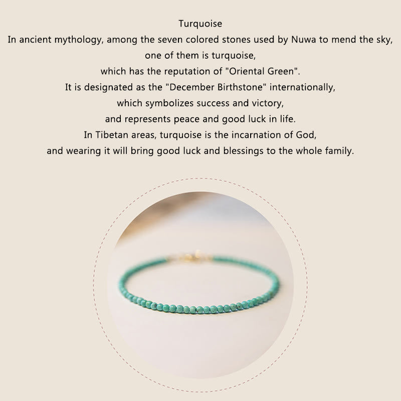Bracelet de sagesse en cuivre plaqué or 14 carats avec perles ultra-fines turquoise de 2 mm et Buddha Stones