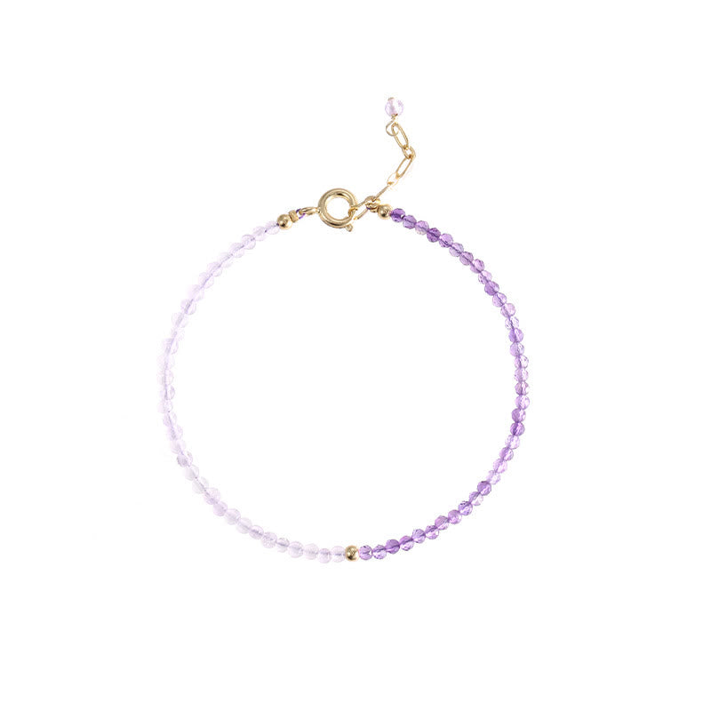 Bracelet de paix intérieure en cuivre plaqué or 14 carats avec perles ultra-fines en améthyste naturelle de 2,5 mm et Buddha Stones