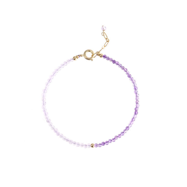 Bracelet de paix intérieure en cuivre plaqué or 14 carats avec perles ultra-fines en améthyste naturelle de 2,5 mm et Buddha Stones