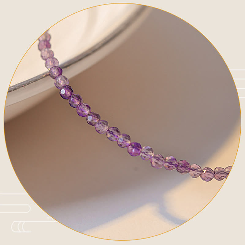 Bracelet de paix intérieure en cuivre plaqué or 14 carats avec perles ultra-fines en améthyste naturelle de 2,5 mm et Buddha Stones
