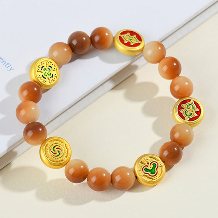 Bracelet Buddha Stones Bodhi Seed Five Directions Dieux de la richesse et de la sagesse