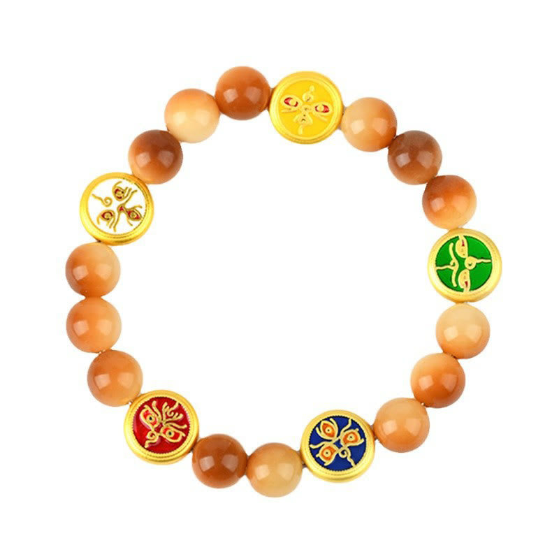 Bracelet Buddha Stones Bodhi Seed Five Directions Dieux de la richesse et de la sagesse