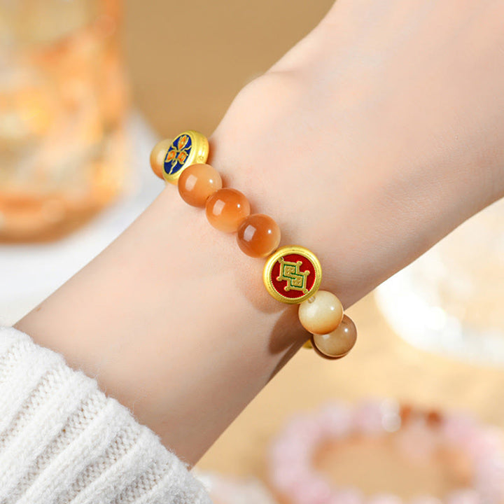 Bracelet Buddha Stones Bodhi Seed Five Directions Dieux de la richesse et de la sagesse