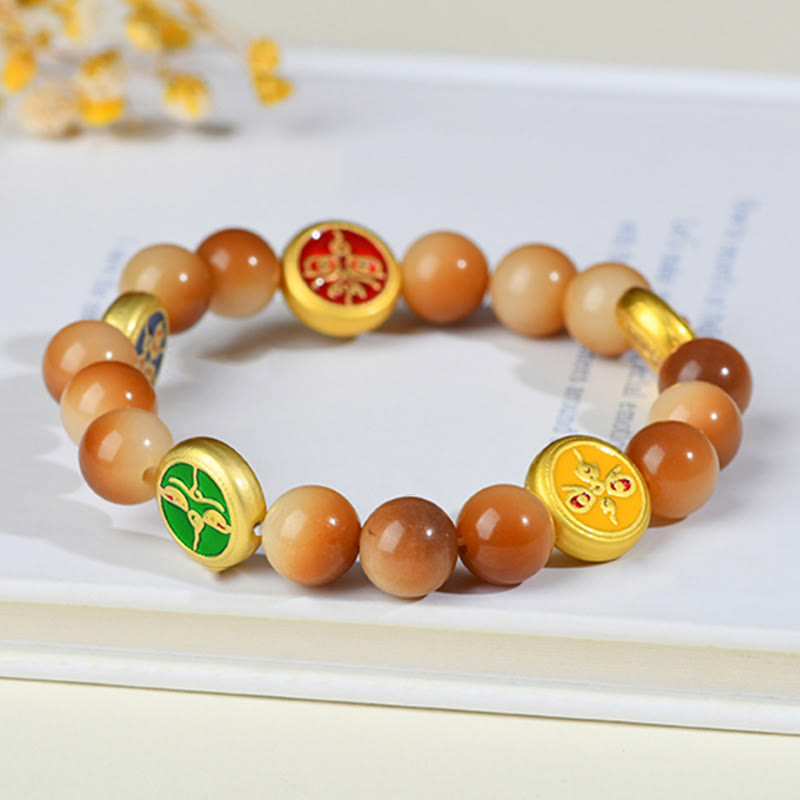 Bracelet Buddha Stones Bodhi Seed Five Directions Dieux de la richesse et de la sagesse
