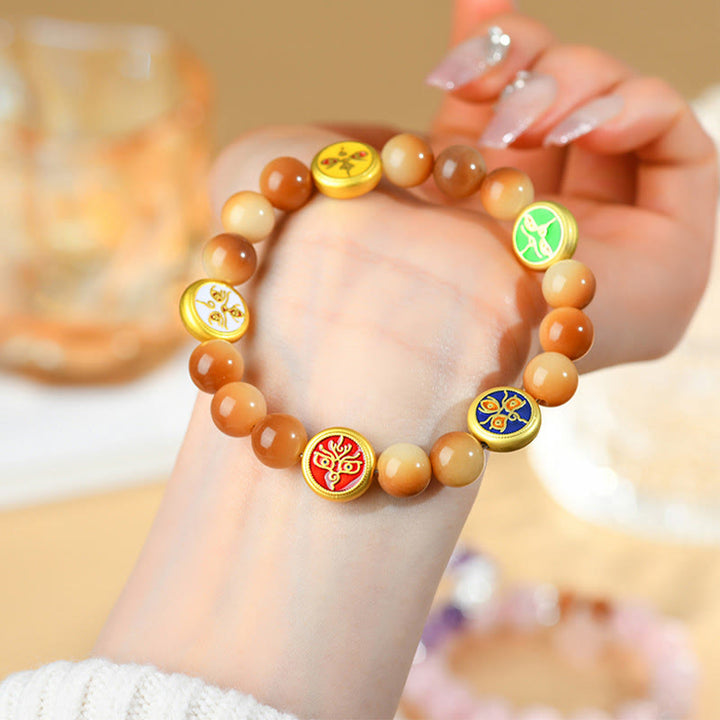 Bracelet Buddha Stones Bodhi Seed Five Directions Dieux de la richesse et de la sagesse