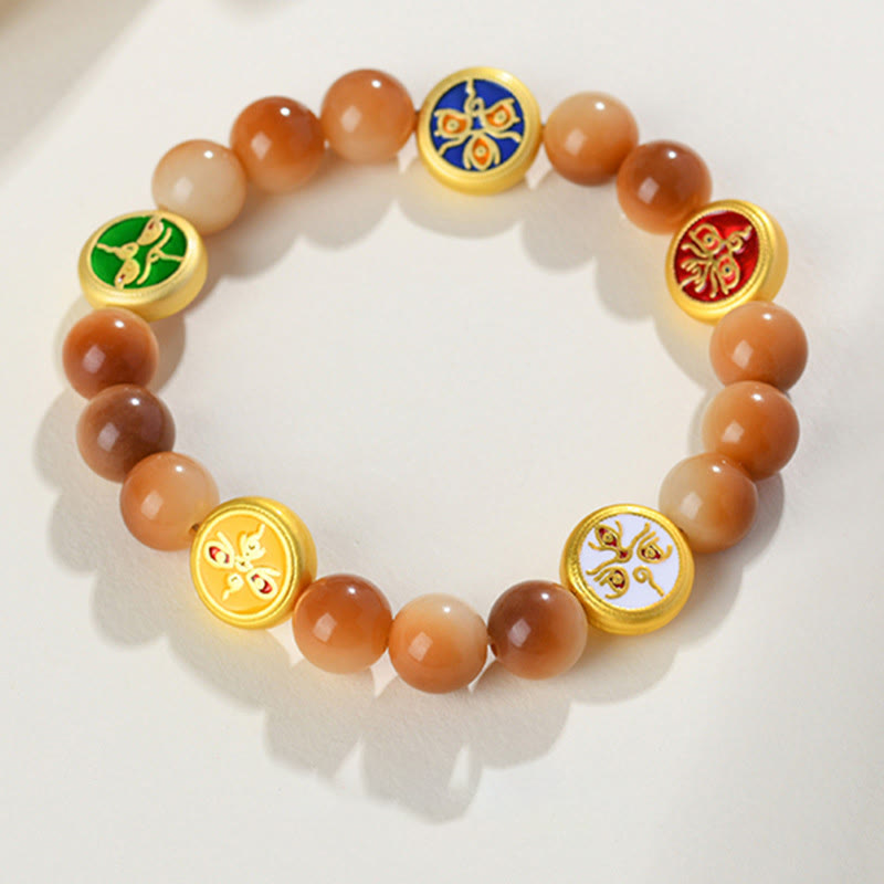 Bracelet Buddha Stones Bodhi Seed Five Directions Dieux de la richesse et de la sagesse