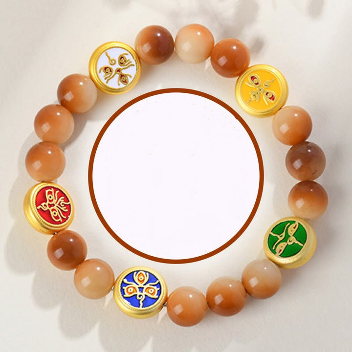 Bracelet Buddha Stones Bodhi Seed Five Directions Dieux de la richesse et de la sagesse