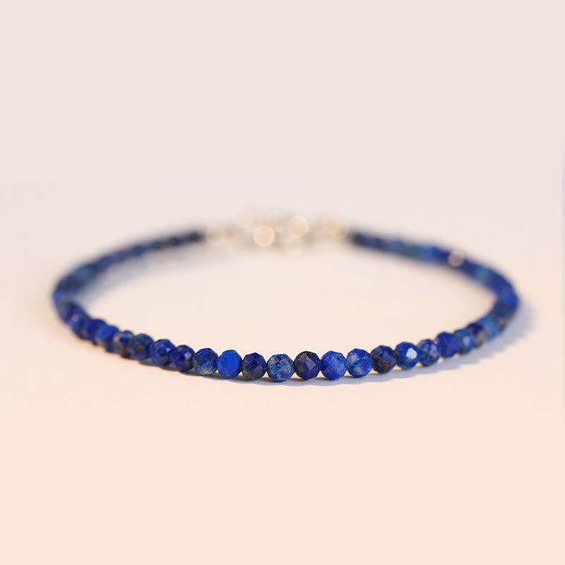 Bracelet équilibre en perles ultra-fines de lazurite et de lapis-lazuli Buddha Stones - Perles polygonales de 3 mm - 16 cm - image 0