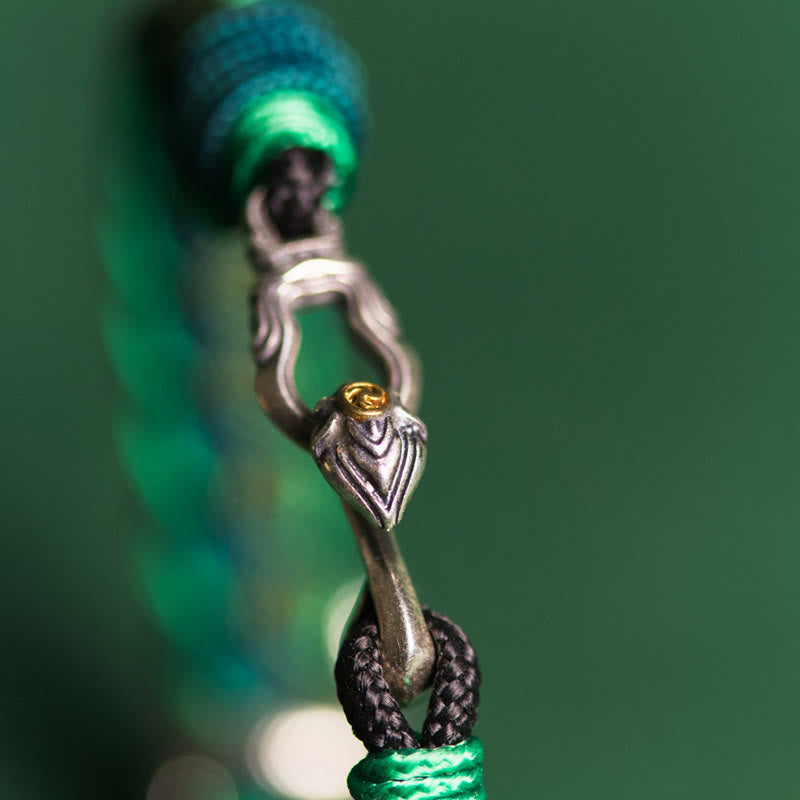 Bracelet tressé de protection en argent sterling 999 Buddha Stones Année du serpent