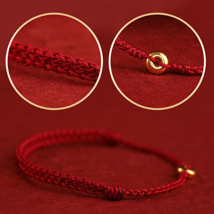 Bracelet de Buddha Stones tressé en or 999 avec petite boucle de paix et cordon rouge pour protection et chance - image 18