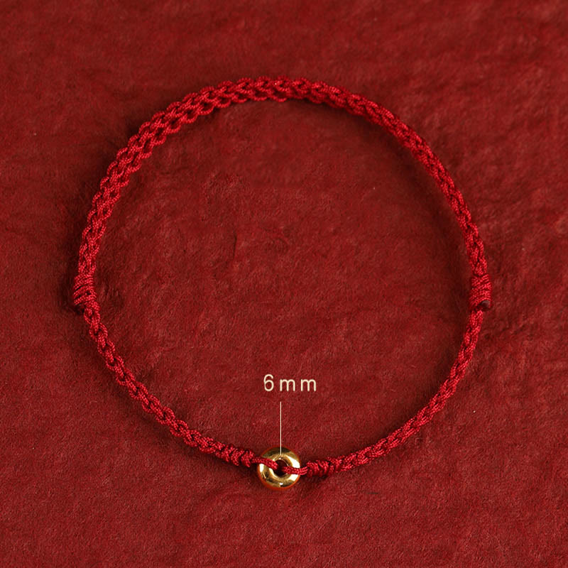 Bracelet de Buddha Stones tressé en or 999 avec petite boucle de paix et cordon rouge pour protection et chance - image 14