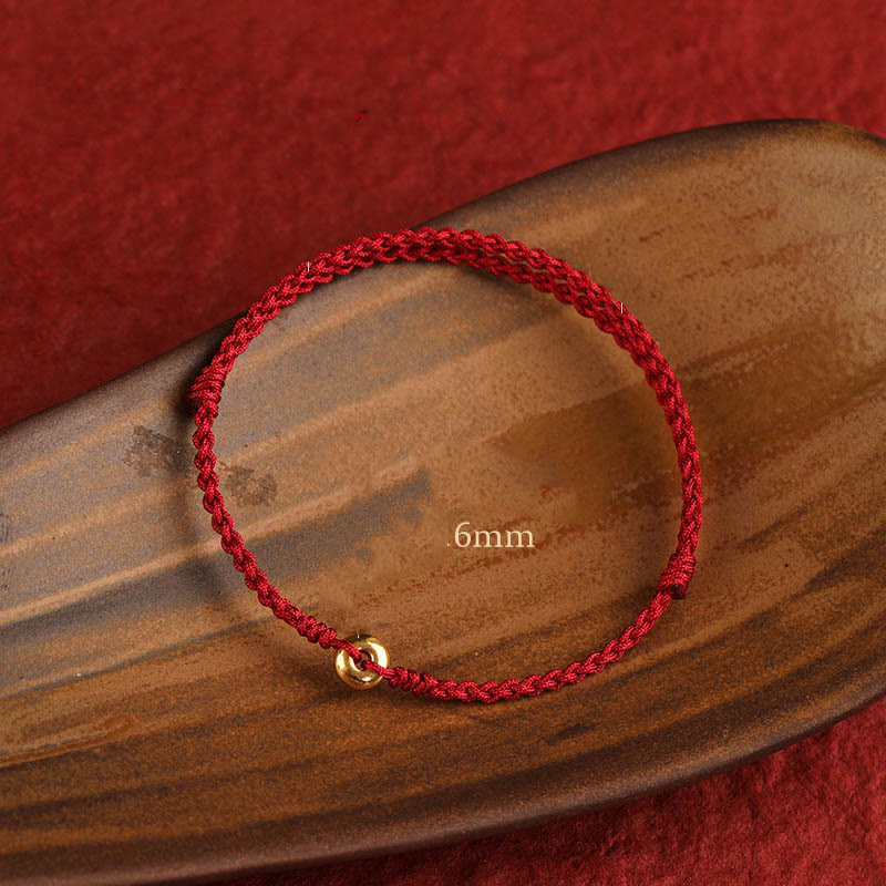 Bracelet de Buddha Stones tressé en or 999 avec petite boucle de paix et cordon rouge pour protection et chance - image 15