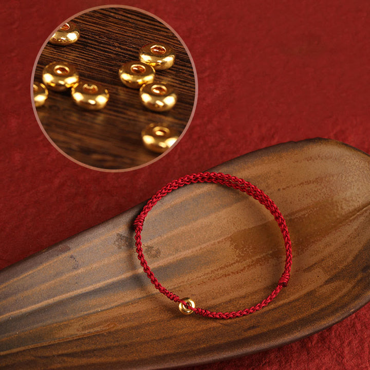 Bracelet de Buddha Stones tressé en or 999 avec petite boucle de paix et cordon rouge pour protection et chance - image 19