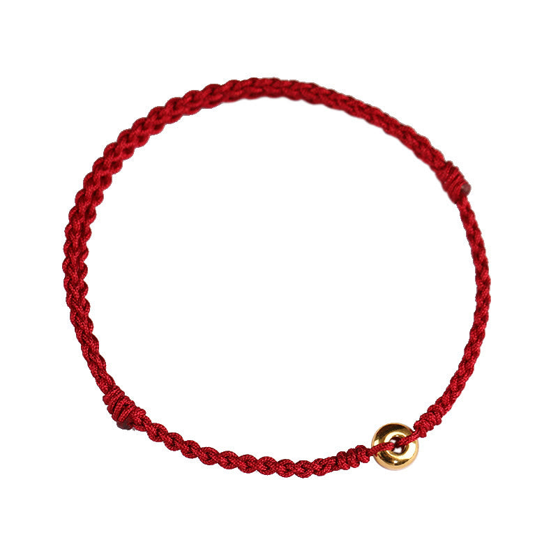 Bracelet de Buddha Stones tressé en or 999 avec petite boucle de paix et cordon rouge pour protection et chance - image 12