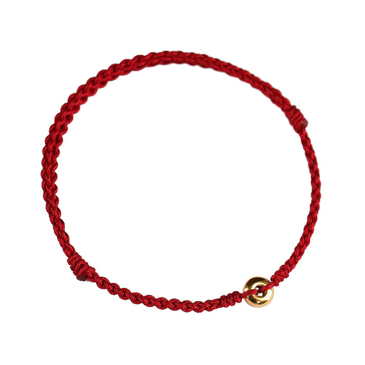 Bracelet de Buddha Stones tressé en or 999 avec petite boucle de paix et cordon rouge pour protection et chance - image 12