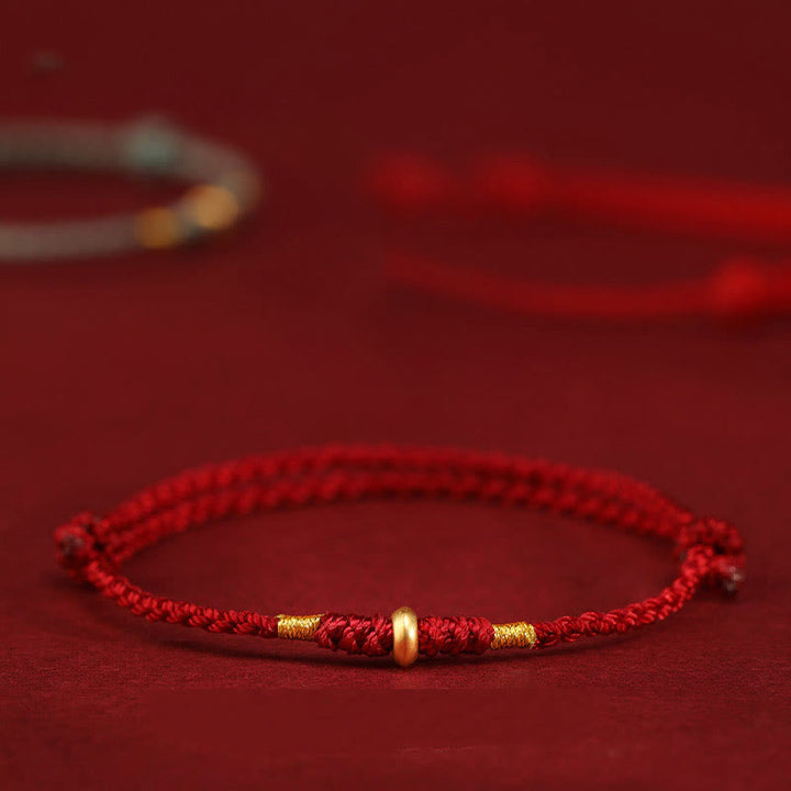 Bracelet de cheville tressé en perles porte-bonheur en or 999 avec Buddha Stones - image 1